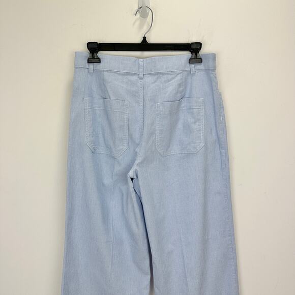 J.Crew Petite Striped High Rise Wide Leg Cropped Pant Blue White US 27 P NWT - Picture 10 of 13